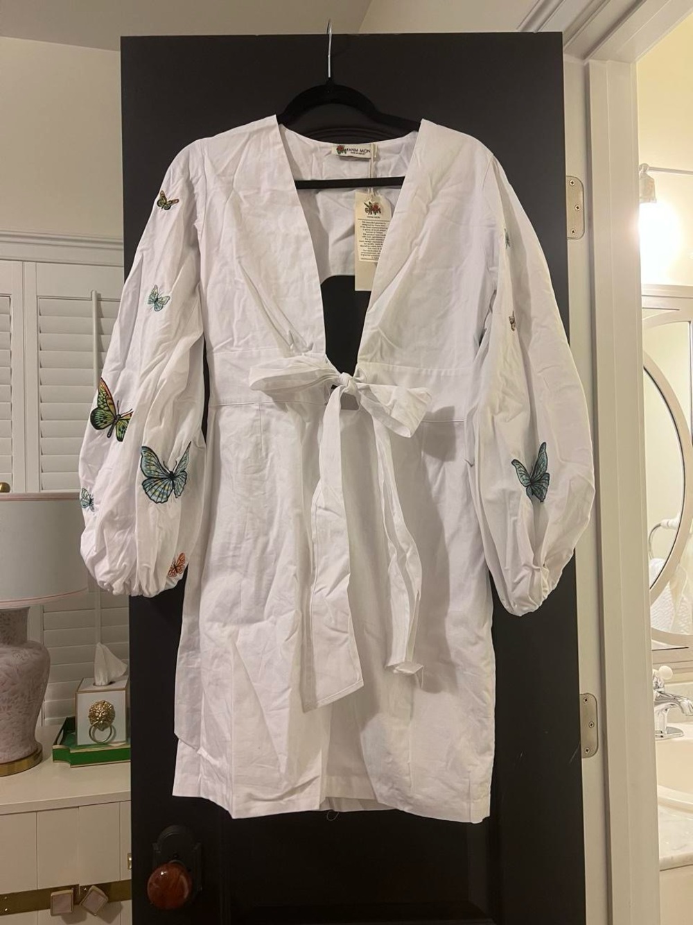 Fanm Mon White Blouse with Rose Logo Tag